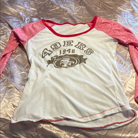 49ers  Raglan Shirt - White and Pink - Picture 1 of 1